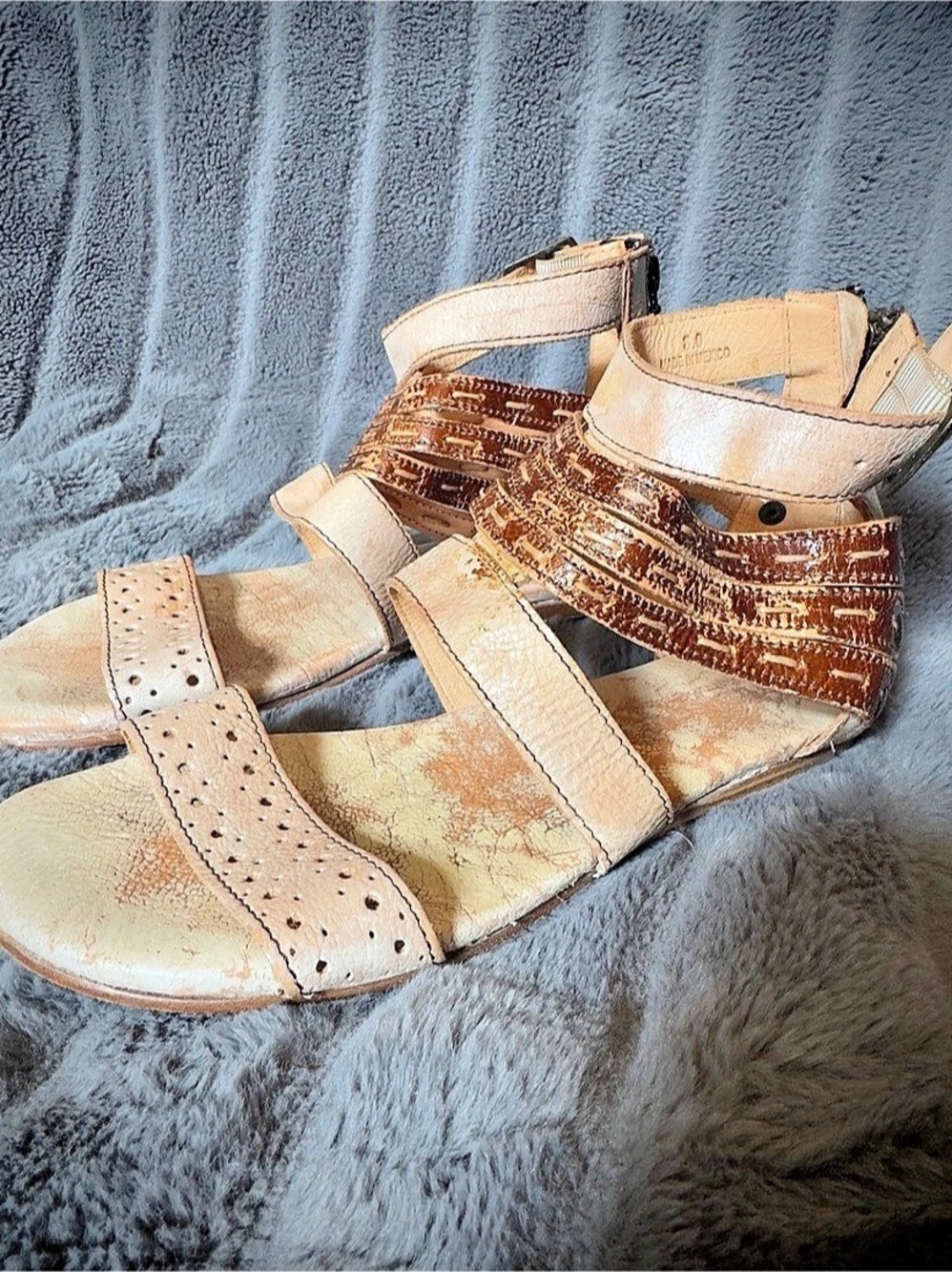 Bed|Stu Artemis II Leather Strappy Sandals in Tan